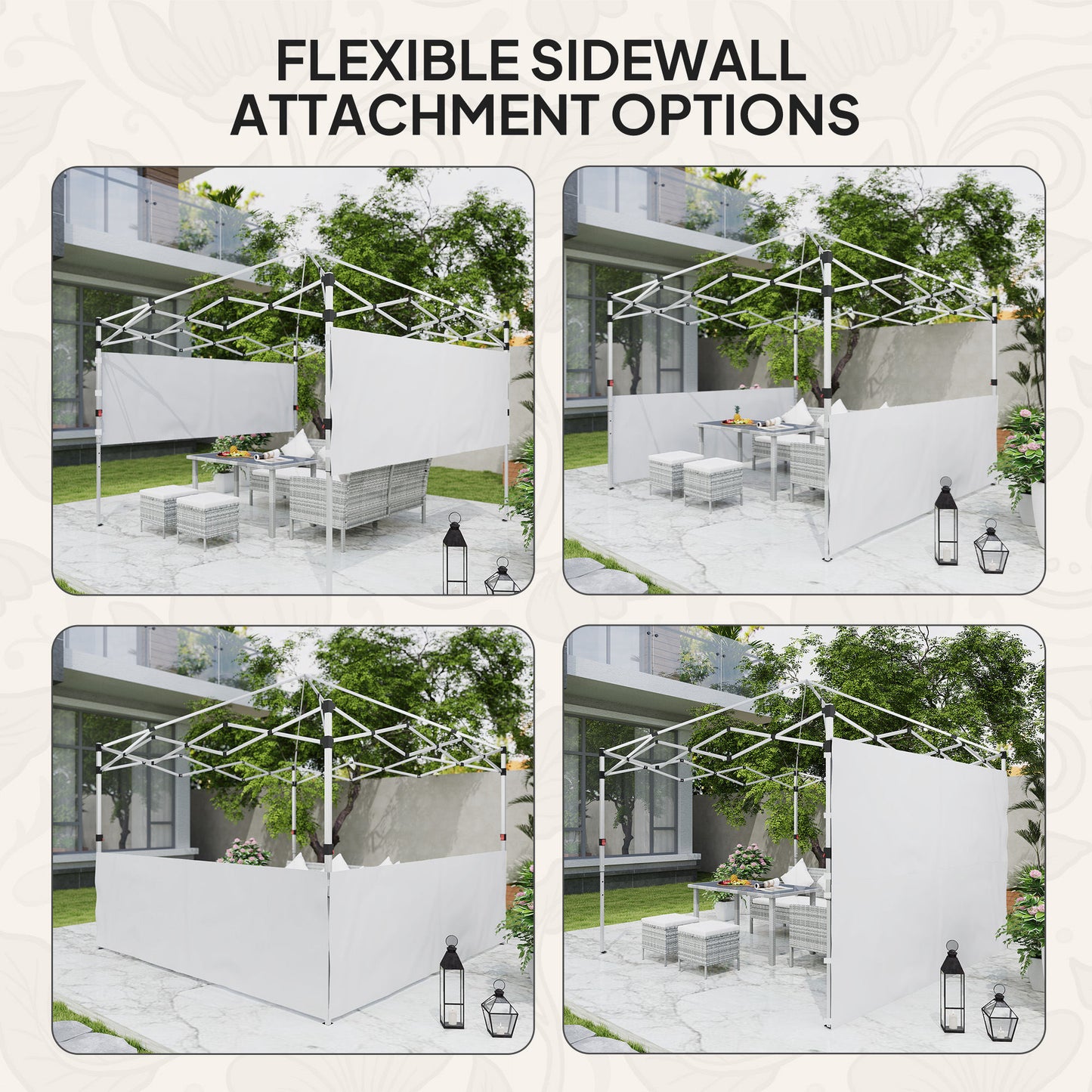 Canopy Sidewalls for 10' x 10' or 10' x 20' Pop up Canopy, 2 PCS Canopy Half Walls Only, White