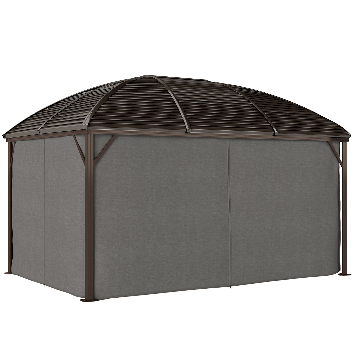 10x13 Hardtop Gazebo Aluminum Outdoor Canopy with Mesh Nettings Curtains Dark Grey