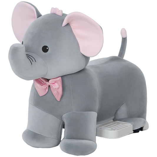 Qaba 6V Kids Ride on Toy, Ride on Horse Elephant with Music, Soft Touch, Silent PU Wheels, Forward, for 1.5-5 Years