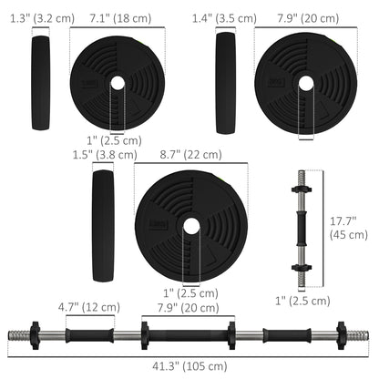 Soozier 55LBS 2-in-1 Adjustable Barbell & Dumbbells Set, Weights Set with Non-slip Handles for Men and Women Home Gym Training