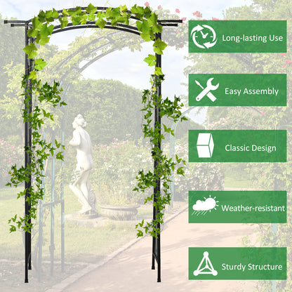 7Ft Outdoor Garden Arbor, Wedding Arch for Ceremony, Trellis with Scrollwork Design, Ideal for Climbing Vines and Plants, Black