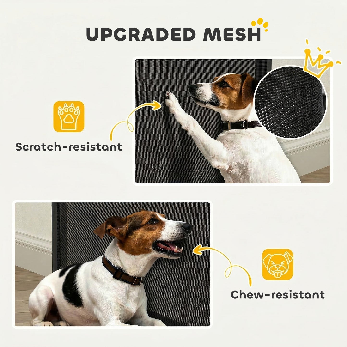 Retractable Dog Gate, 36.6" Tall, Extends to 55" Wide, Mesh Pet Gate with Single Hand Operation, for Stairs, Doorways