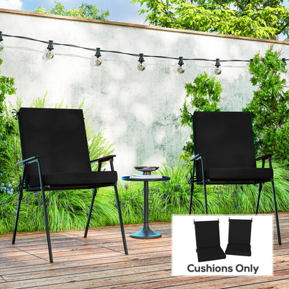 Outdoor Cushions Set of 2 for Dining Chairs, Outdoor Seat Cushions with Back, Fade-Resistant Yarn-Dyed Polyester, Black