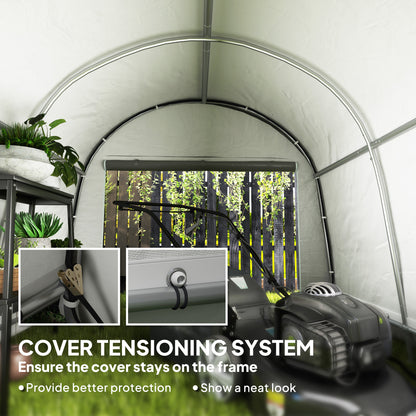 10' x 10' Outdoor Storage Tent, Heavy Duty and Waterproof Portable Shed for Bike, Motorcycle & Garden Tools, Light Grey
