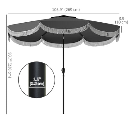 9FT Patio Umbrella Parasol, UPF 30+ Outdoor Market Umbrella with Crank, 8 Ribs, Push Button Tilt, Vented Patio Table Umbrella for Deck Backyard Lawn, Charcoal Grey