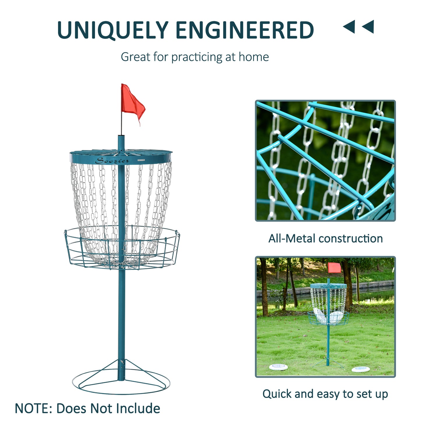 Soozier 24-Chain Portable Practice Basket for Disc Golf Target Stand Easy Assembly & Lightweight Basket w/ Carry Bag Navy Blue