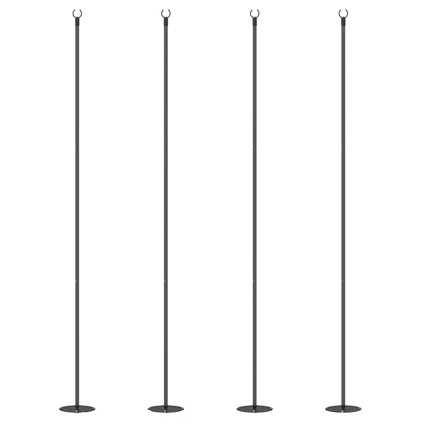4 Pack of 8' String Light Poles, Steel Hanging Lighting Stand for Patio, Backyard, Deck, Wedding, Party, Black