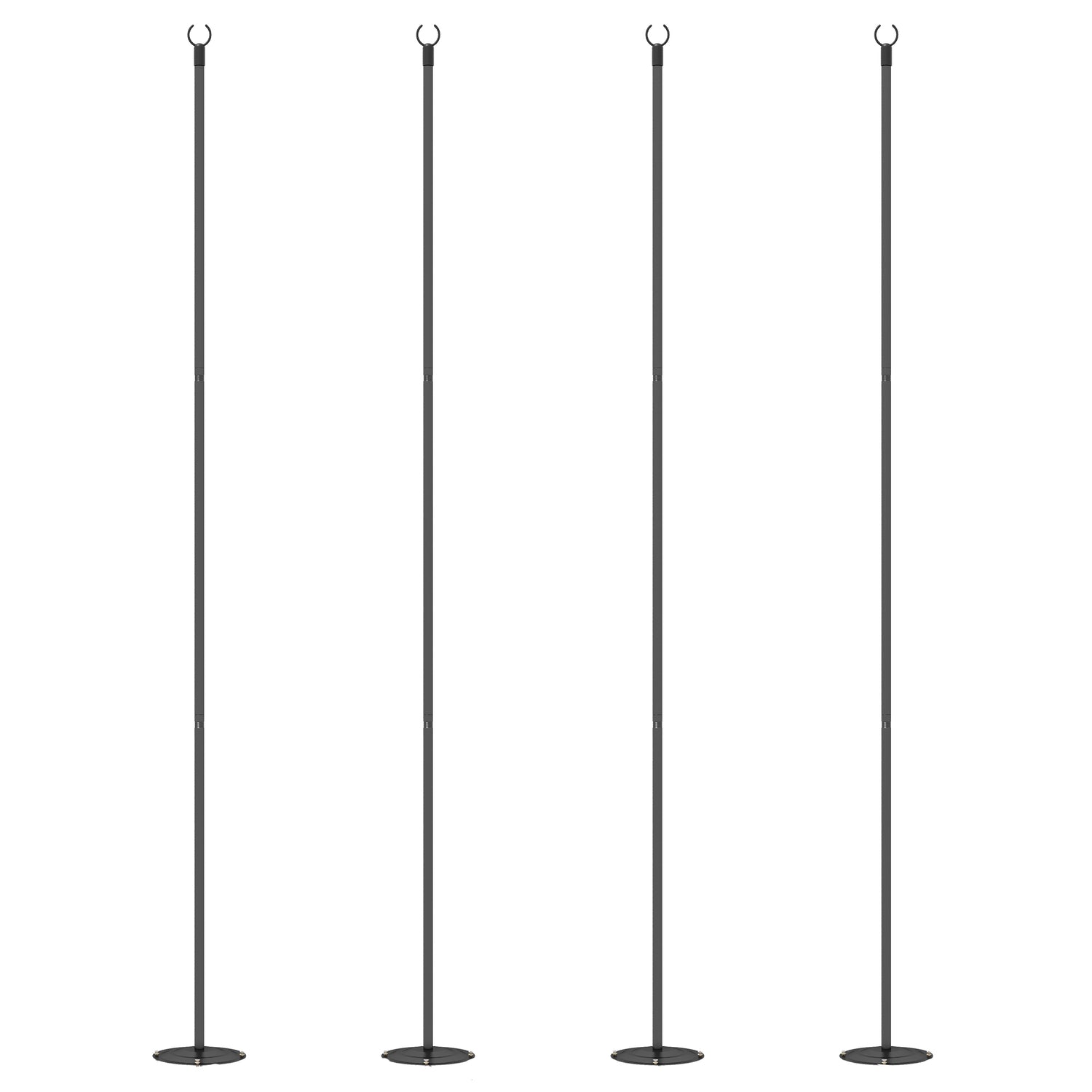 4 Pack of 8' String Light Poles, Steel Hanging Lighting Stand for Patio, Backyard, Deck, Wedding, Party, Black