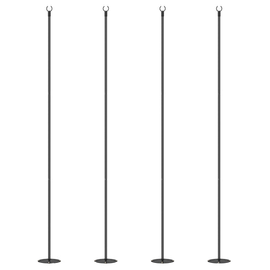 4 Pack of 8' String Light Poles, Steel Hanging Lighting Stand for Patio, Backyard, Deck, Wedding, Party, Black
