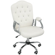 Vanity Office Chair, Velvet Computer Desk Chair with Swivel Wheels, Adjustable Height, Tilt Function, Off-White