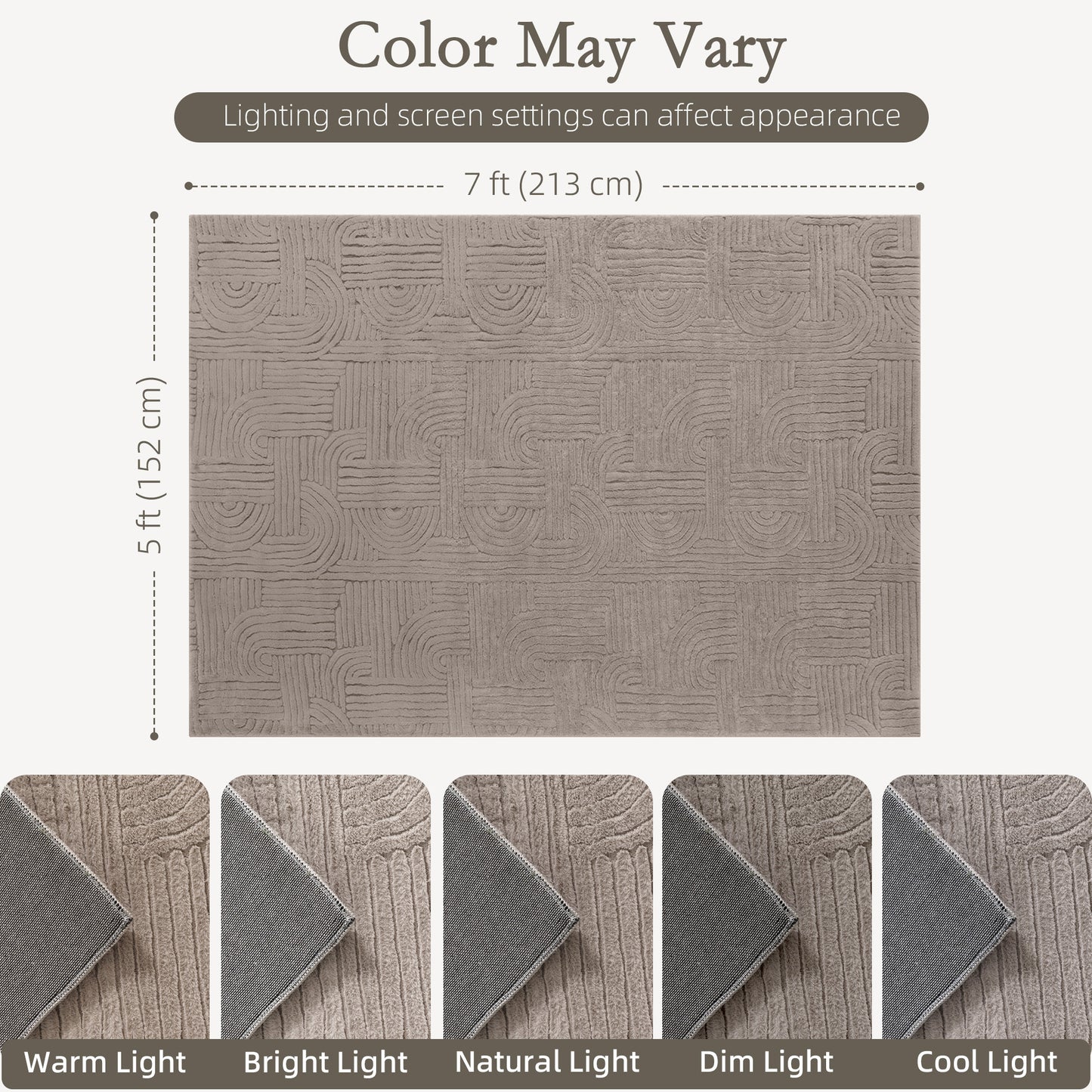 5x7 Area Rug, Luxurious Faux Fur Rug, Non-Slip Floor Carpet for Living Room, Bedroom, Dining Room, Tan