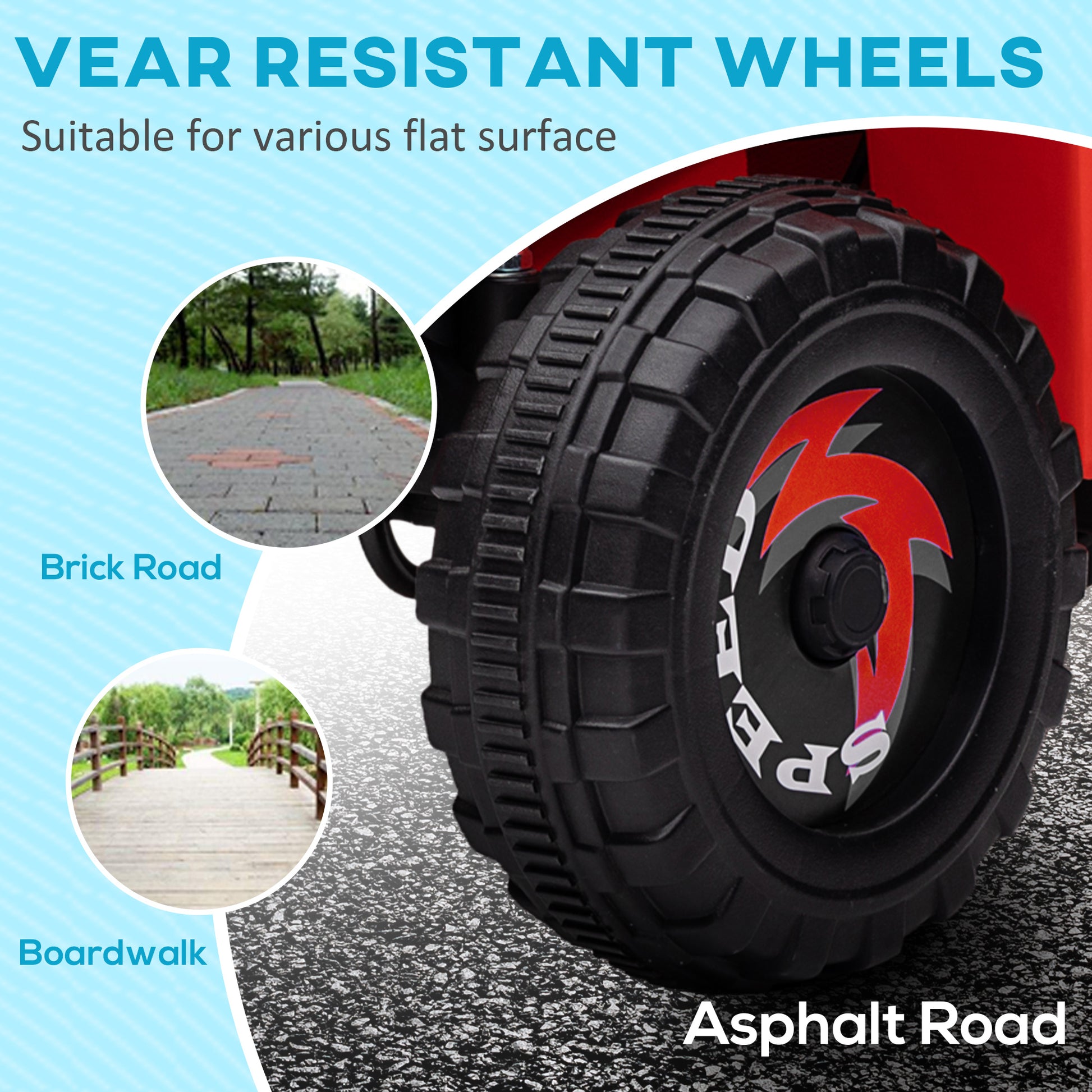 Aosom 6V Quad Kids Electric Car with Wear-resistant Wheels, for Boys and Girls Aged 18-36 Months, Red
