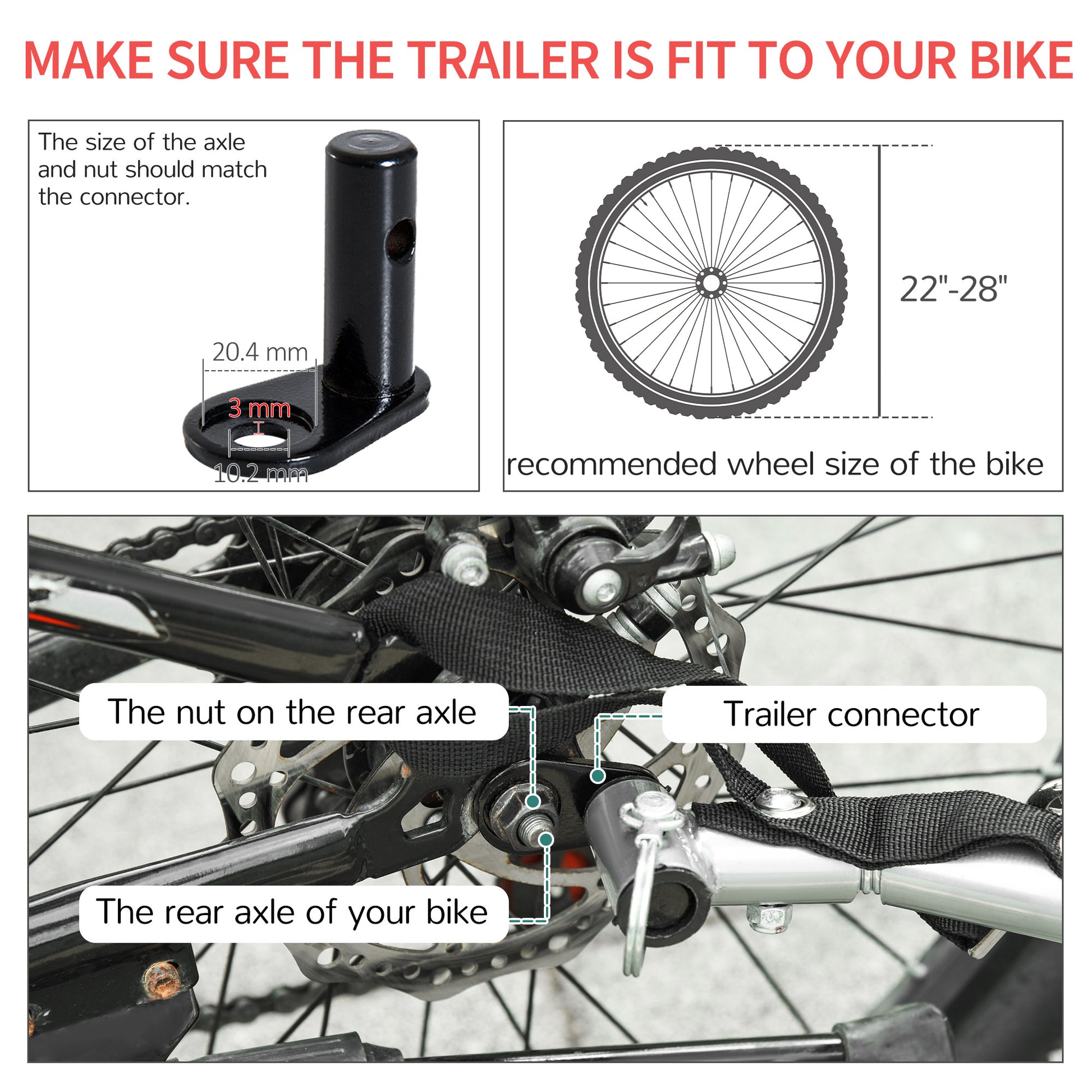 Aosom Bike Cargo Trailer Bicycle Luggage Carrier Cart with Cover Black Red