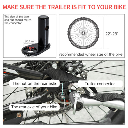 Aosom Bike Cargo Trailer Bicycle Luggage Carrier Cart with Cover Black Red
