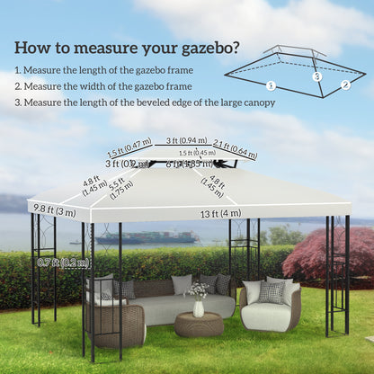 13' x 10' Gazebo Replacement Canopy 2 Tier Top UV Cover Pavilion Garden Patio Outdoor, Cream White (TOP ONLY)