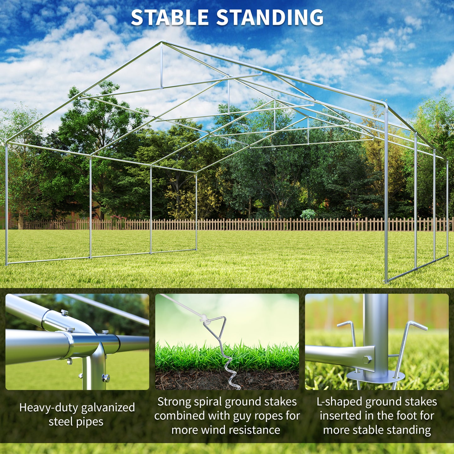 20' x 20' Heavy-duty Large Wedding Tent, Outdoor Carport Garage Party Tent, Patio Gazebo Canopy with Sidewall, White