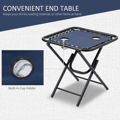 Zero Gravity Chair Set of 2 Patio Chair with Side Table Cupholders and Pillows for Pool, Backyard, Lawn, Beach, Blue