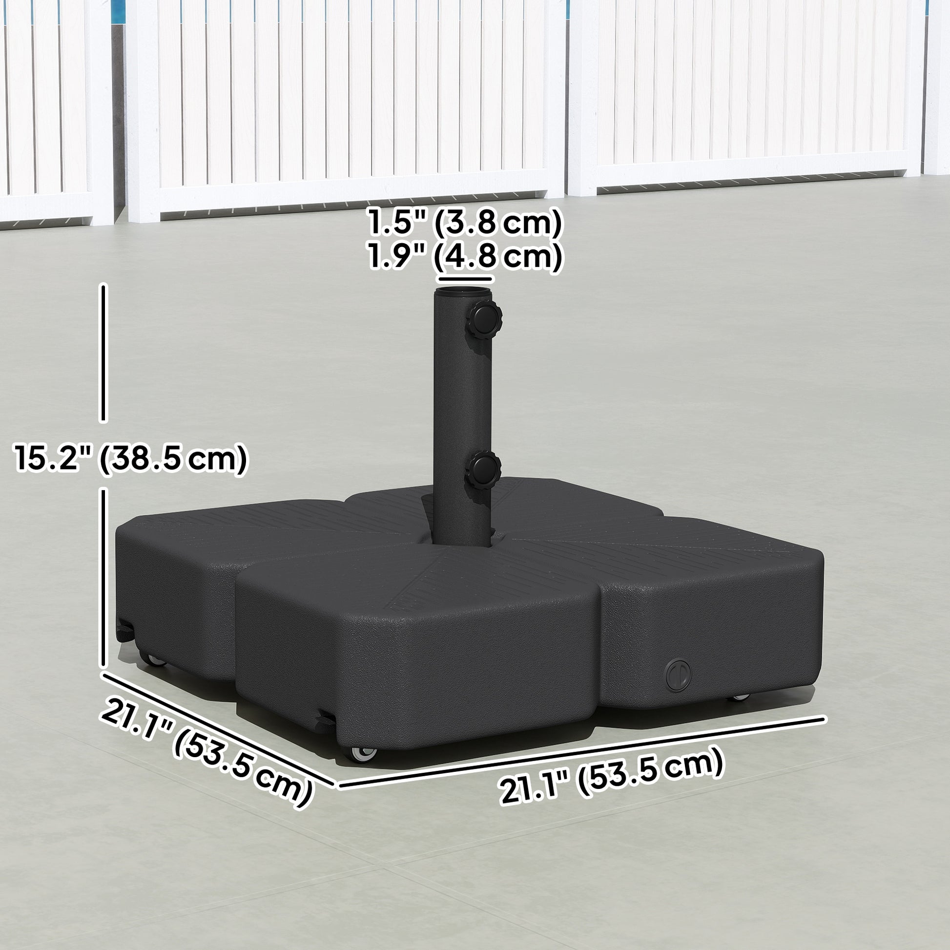 Patio Umbrella Base with Wheels & Brake Heavy Duty Outdoor Umbrella Stand Holder for for 1.5"/1.9" Poles Black