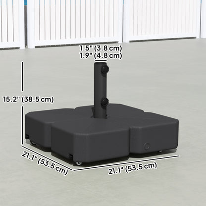 Patio Umbrella Base with Wheels & Brake Heavy Duty Outdoor Umbrella Stand Holder for for 1.5"/1.9" Poles Black