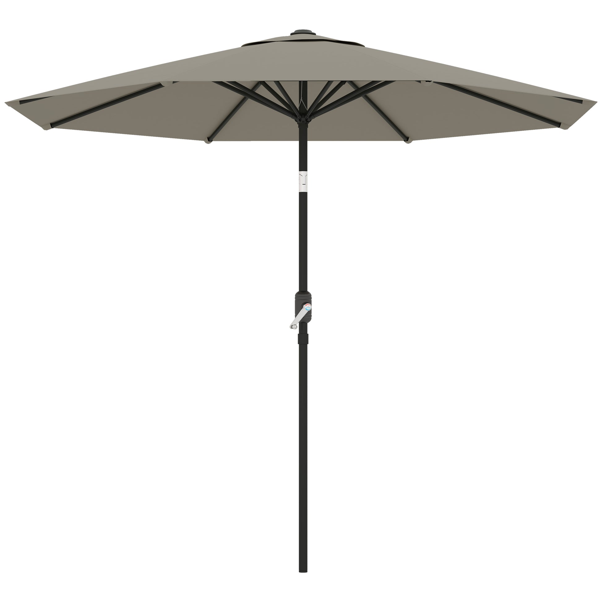 Aluminum Patio Umbrella, Garden Outdoor Parasol, Sun Shelter, 8.5ft, Light Grey