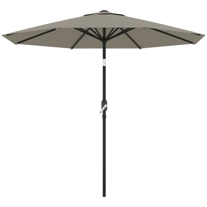 Aluminum Patio Umbrella, Garden Outdoor Parasol, Sun Shelter, 8.5ft, Light Grey