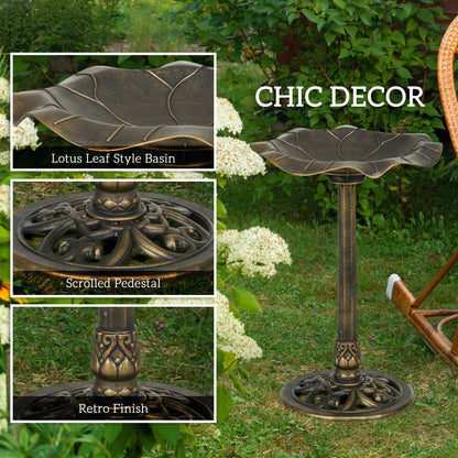 Bird Bath for Outdoors, 28" Height Birdbath with Lotus Leaf Basin, Bird Feeder with Stand for Garden, Yard, Bronze