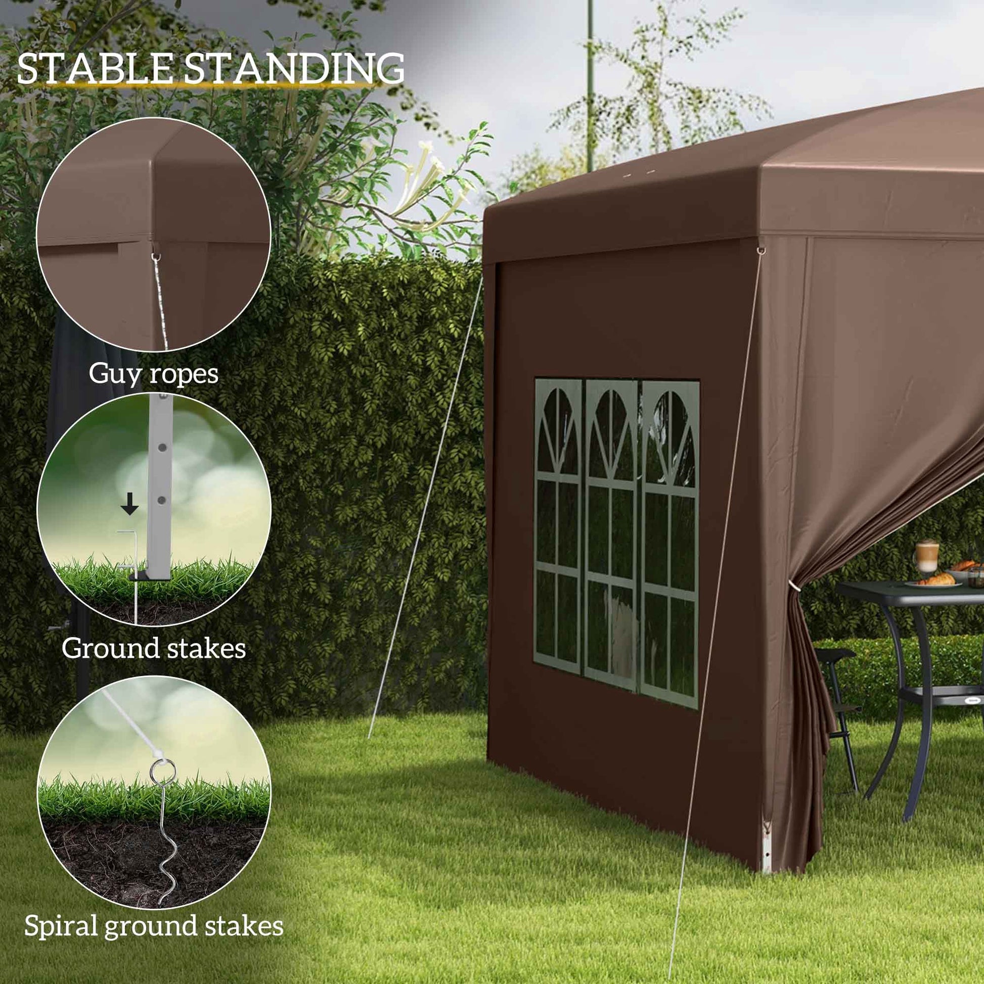 10'x10' Outdoor Pop Up Party Tent Wedding Gazebo Canopy with Carrying Bag (Coffee)