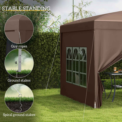 10'x10' Outdoor Pop Up Party Tent Wedding Gazebo Canopy with Carrying Bag (Coffee)