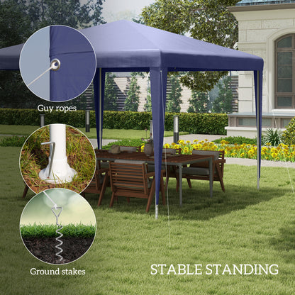 10x10ft Party Tent Portable Gazebo, Folding Garden Canopy Event Shelter Outdoor Sunshade Dark Blue
