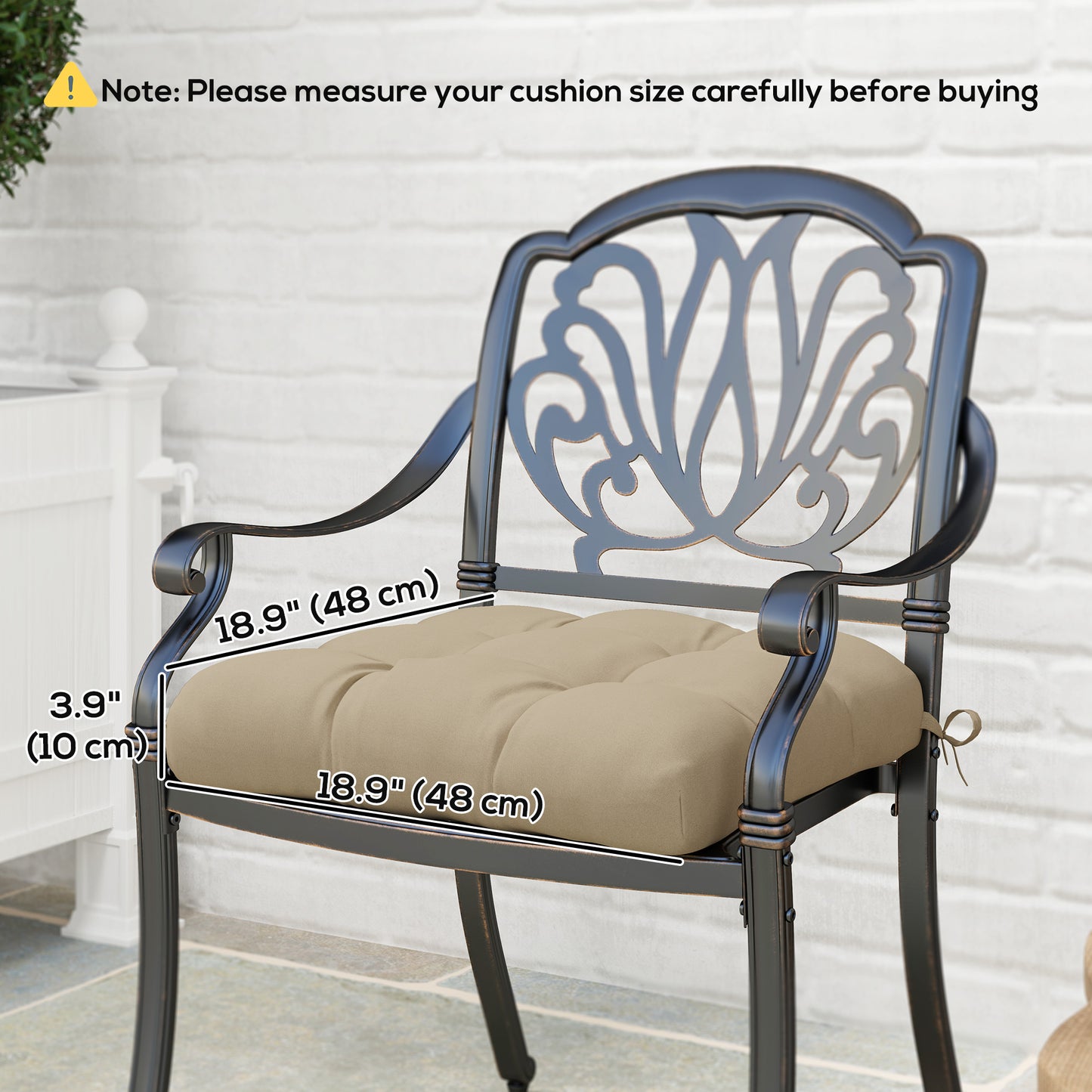 4-Piece Seat Cushion Pillows Replacement, Patio Chair Cushions Set with Ties for Indoor Outdoor
