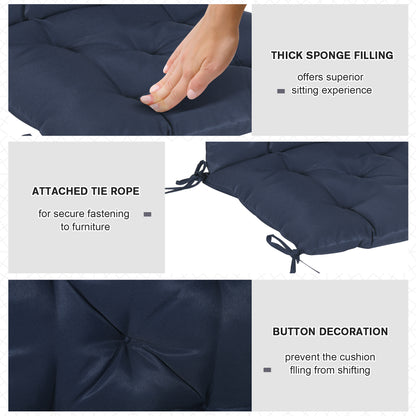 Patio Chair Cushions Set of 2, 39" x 20" x 3" Outdoor Tufted Cushion Set with Ties for Indoor Outdoor Garden Furniture, Dark Blue