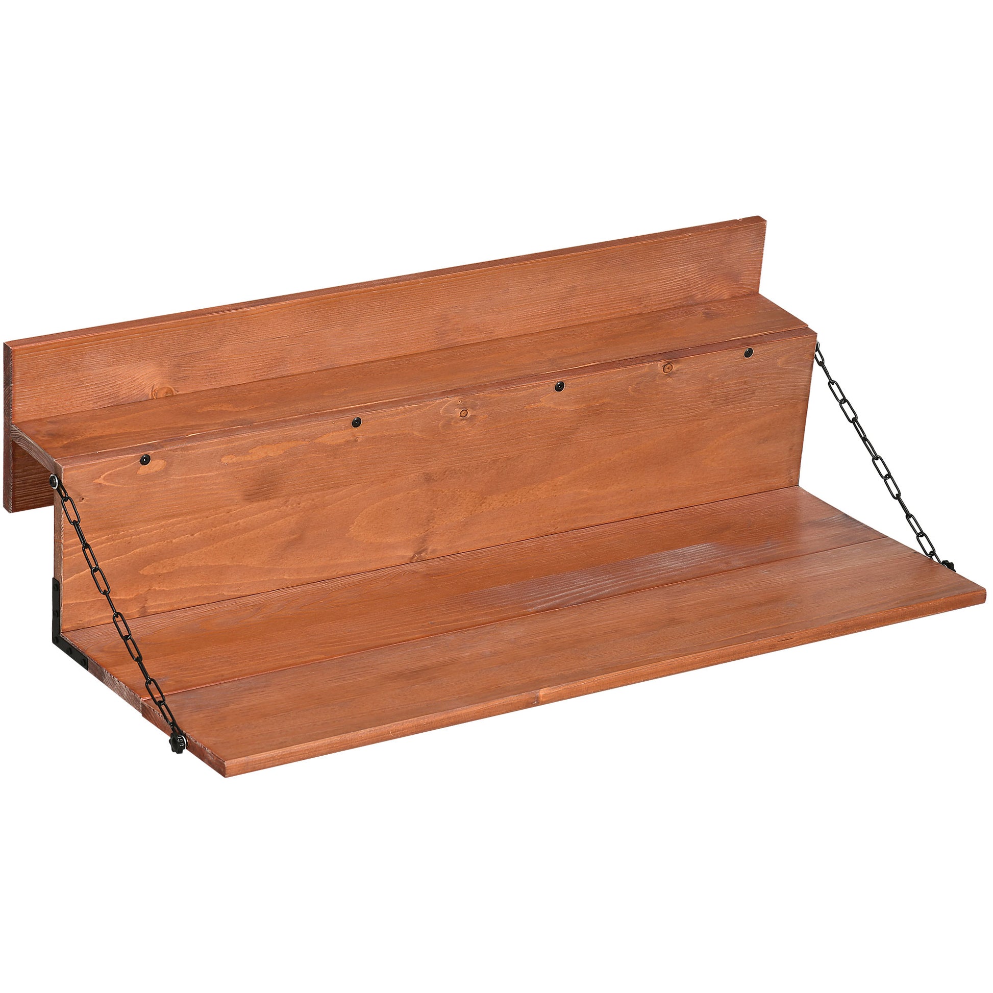 Railing Hanging Table, Folding Balcony Table, Spruce Foldable Desk with Width 39.4 inch for Patio and Garden, Orange