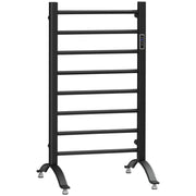 8-Bar Heated Towel Warmer Rack with Built-in Timer and LED Indicators, Wall Mounted & Free Standing Carbon Steel Electric Towel Bar with Adjustable Temperature, Black