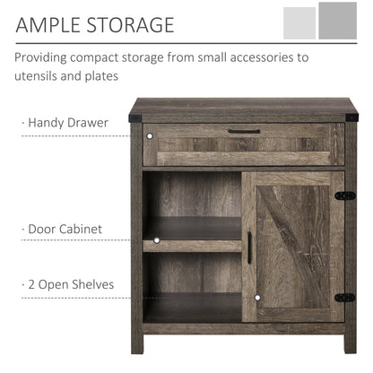 Rustic Barn Door Storage Cabinet Modern Farmhouse Buffet Sideboard for Kitchen & Dining Room Dark Oak