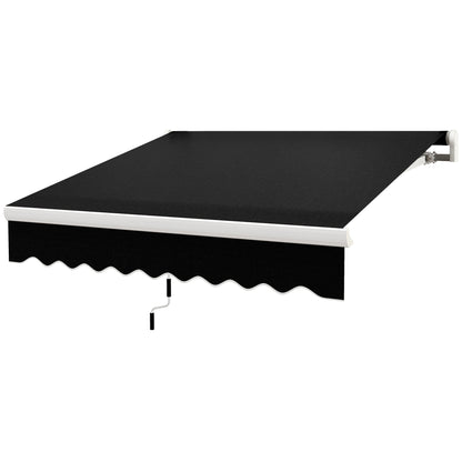 8'x7' Patio Awning Manual Retractable Sun Shade Outdoor Deck Canopy Shelter, Black