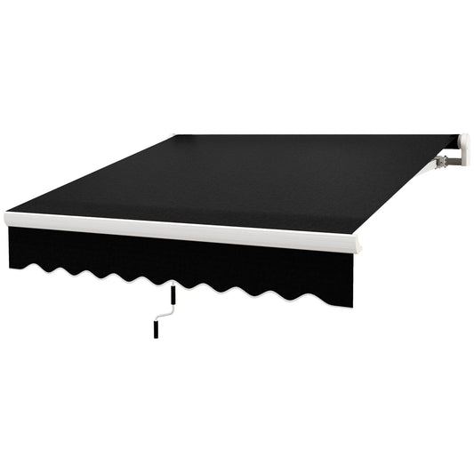 8'x7' Patio Awning Manual Retractable Sun Shade Outdoor Deck Canopy Shelter, Black