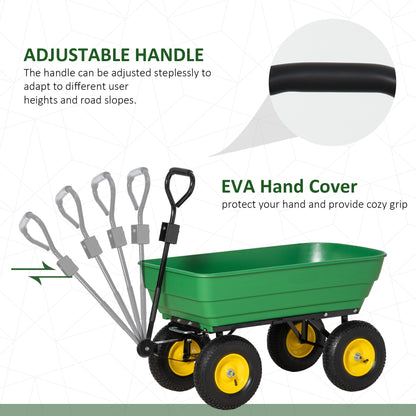 Garden Dump Cart Heavy Duty 440lbs Wagon with Steel Frame and 12" Pneumatic Tires, Green