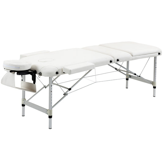 85" 3 Section Foldable Massage Table Professional Salon Spa Facial Couch Bed (White)