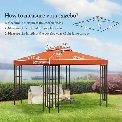 10' x 10' Square 2-Tier Gazebo Canopy Replacement Top Cover Outdoor Garden Sun Shade, Orange