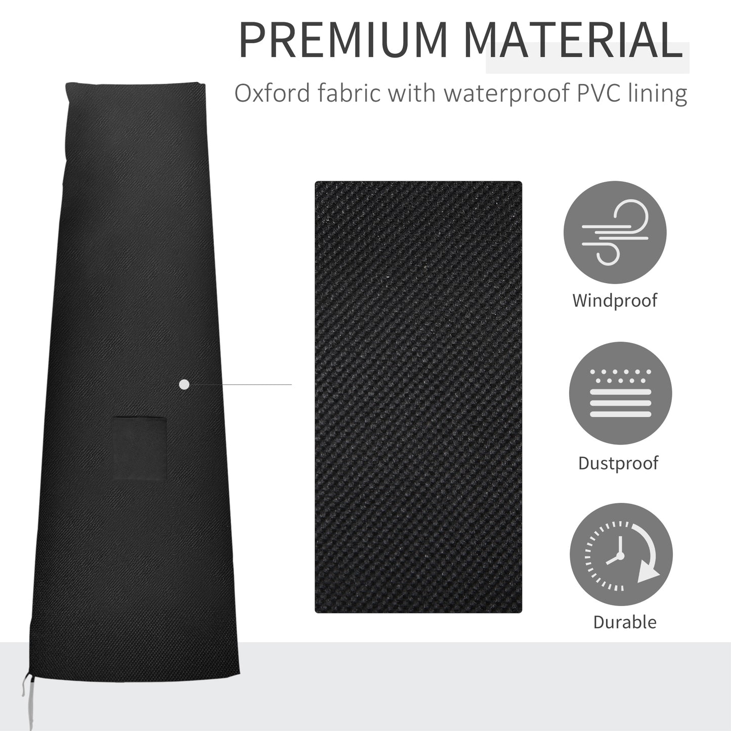 Outdoor Large Umbrella Cover Patio Cantilever Banana Parasol Protector Weather Resistant Black