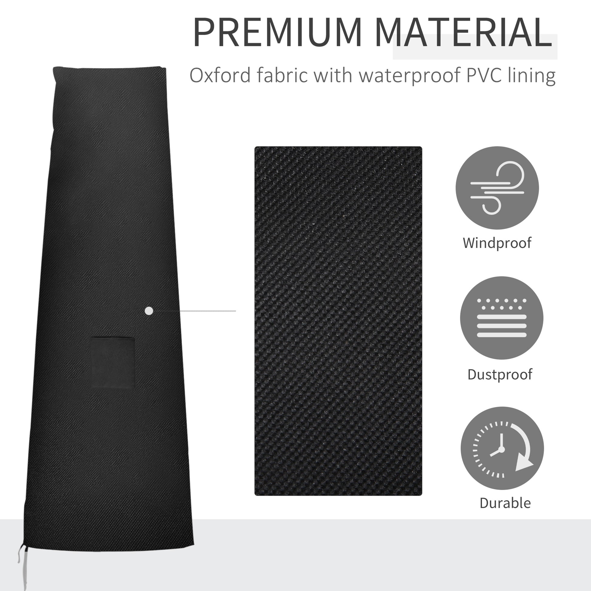 Outdoor Large Umbrella Cover Patio Cantilever Banana Parasol Protector Weather Resistant Black