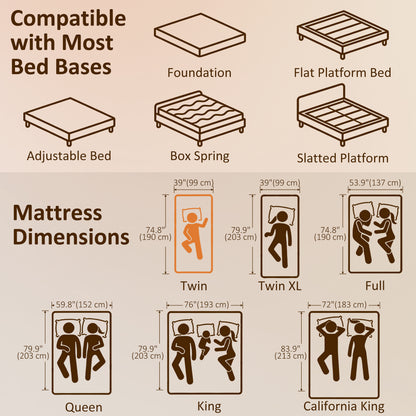 Twin Mattress 8 Inch Memory Foam Mattress in a Box, Pressure Relief & Lumbar Support, CertiPUR-US Certified, Medium Firm