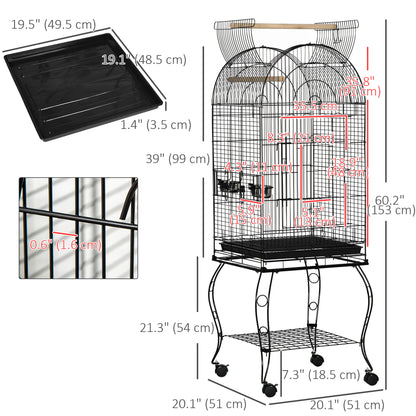 60" Large Bird Cage with Openable Top for Cockatie, Sun Conure