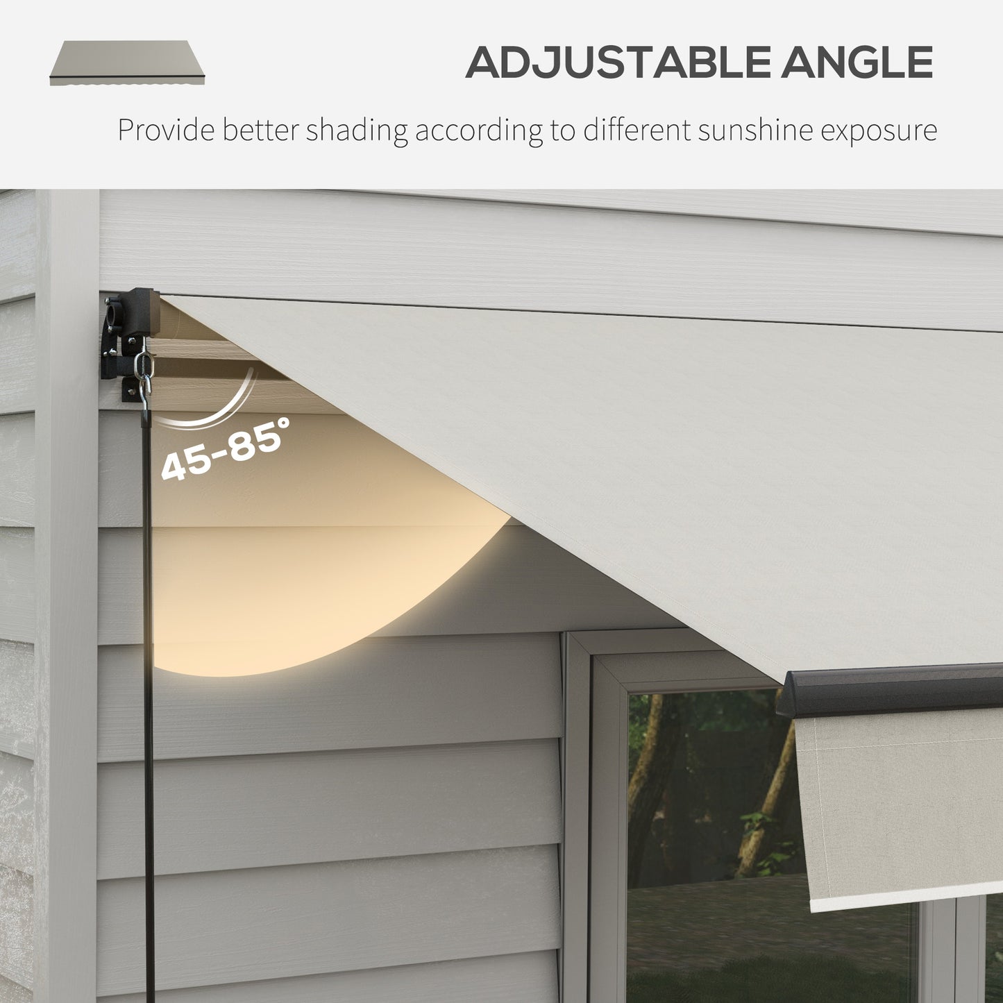 12' x 10' Retractable Awning, 280gsm UV Resistant Sunshade Shelter, for Deck, Balcony, Yard, Light Grey