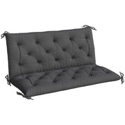 2 Seater Garden Bench Cushion, Soft Thick Outdoor Non-Slip 2 Seater Soft Pad With Backrest for Garden Patio, 47" x 43" x 5", Black