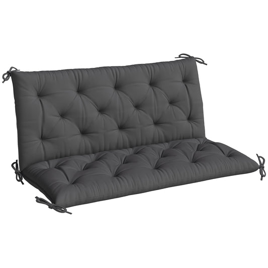 2 Seater Garden Bench Cushion, Soft Thick Outdoor Non-Slip 2 Seater Soft Pad With Backrest for Garden Patio, 47" x 43" x 5", Black
