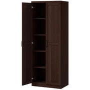 63" Kitchen Storage Cabinet, 5-tier Pantry Cabinet with Doors and Adjustable Shelves for Dining Room, Dark Brown