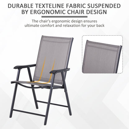 4-Piece Folding Chair Set for Relaxing on Patio Balcony Garden, Comfortable Outdoor Furniture with Armrests, Grey