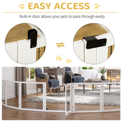 Wooden Freestanding Pet Gate w/ 2 Support Feet, White
