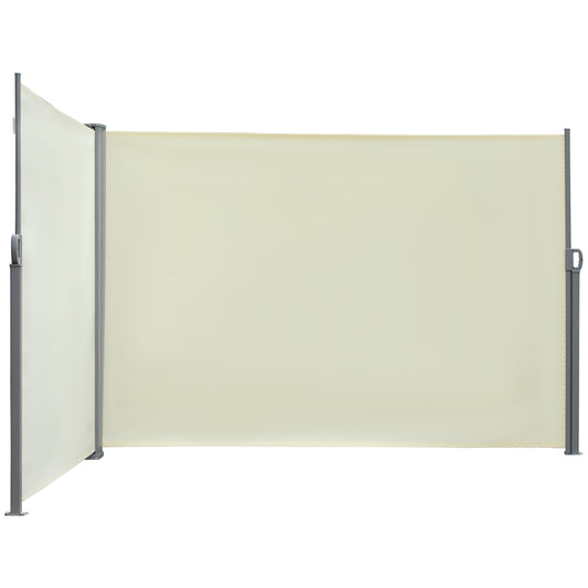 236" x 63" Outdoor Privacy Wall, Double Retractable Side Awning, Patio Screen for Garden, Balcony, Backyard, Cream White